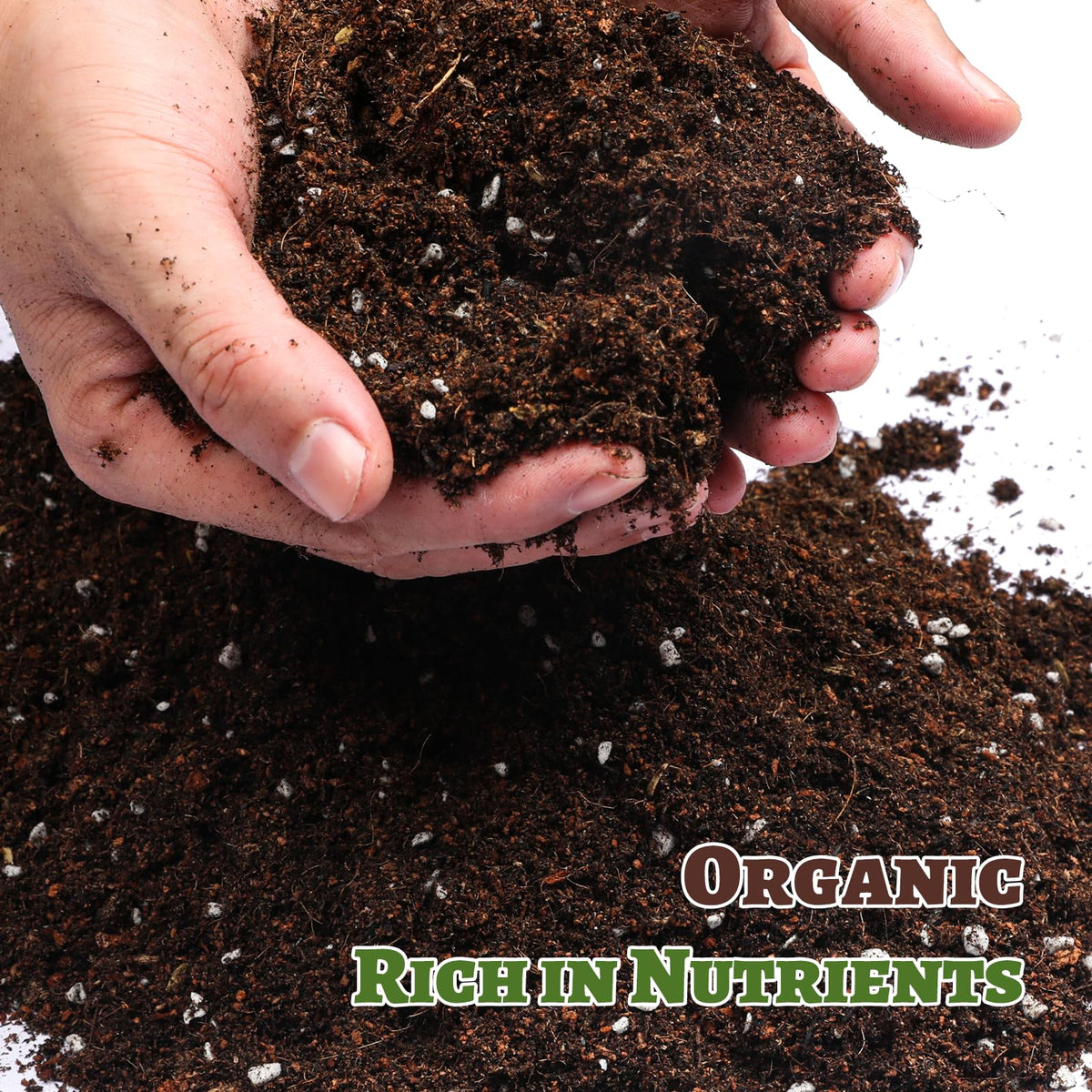 Doter Organic Strawberry Soil Mix 2qt texture highlights premium conditioning for better aeration and moisture retention.