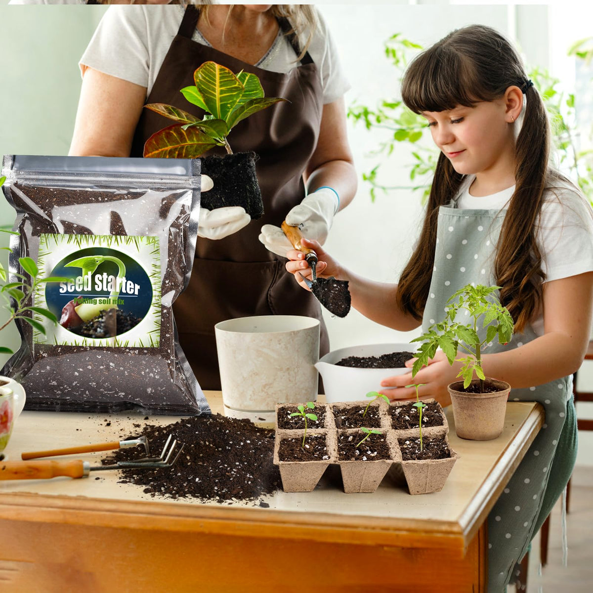 Doter seed starter packaging label with organic credentials and usage guidance