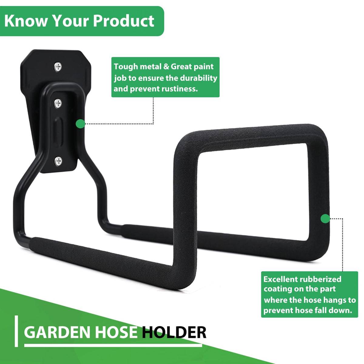 Dotet hose storage solution installed on garden wall