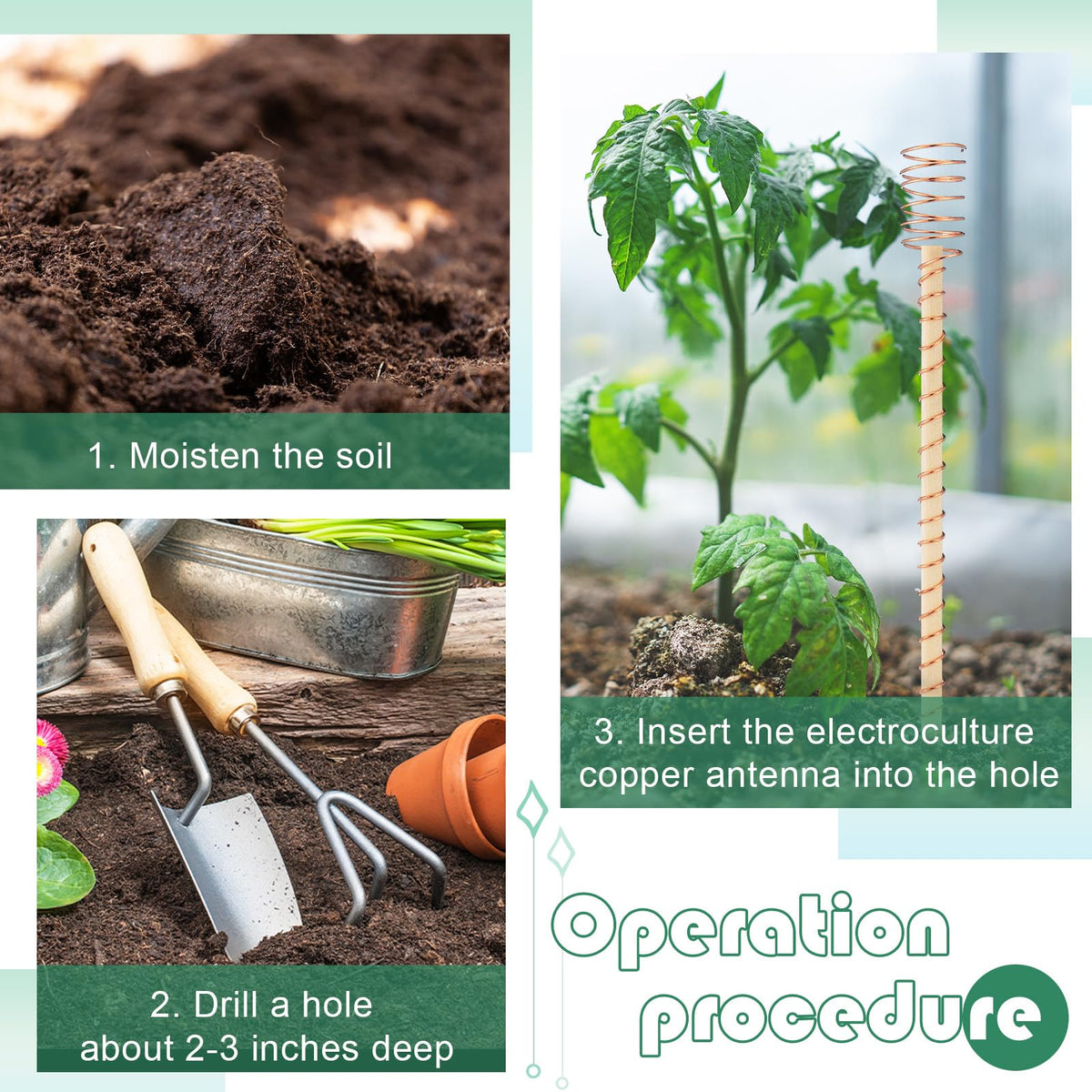 DoubleFill copper wire antenna promotes soil energy flow for healthier growth.