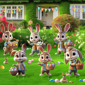 DoubleFill bunny lawn signs ready for walkway or balcony display