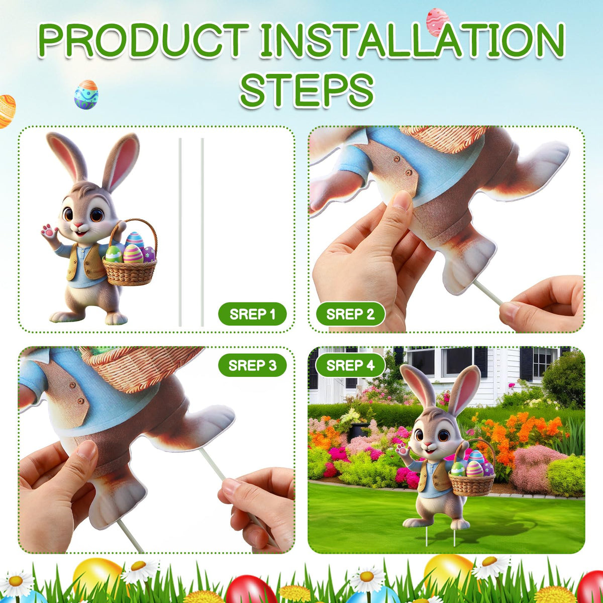 DoubleFill 3D bunny sign with waterproof material for outdoor use