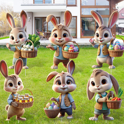 DoubleFill Easter Bunny yard sign 3D embossed for outdoor display