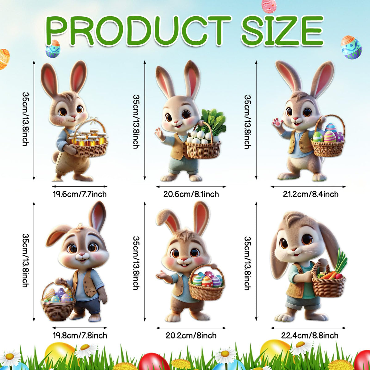 DoubleFill Easter Bunny yard sign with stakes for stable lawn decor