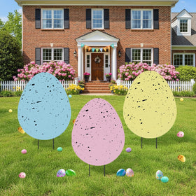 DoubleFill Easter egg yard stake with 3D design enhances outdoor festive appeal