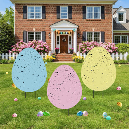 DoubleFill Easter egg yard stake with 3D design enhances outdoor festive appeal
