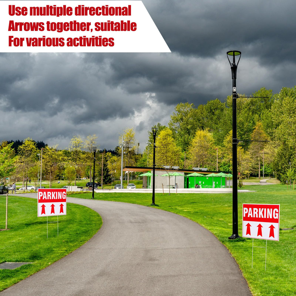 DoubleFill corrugated plastic parking sign withstands weather for outdoor events.