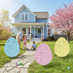 DoubleFill pack of 3 Easter egg stakes for coordinated display