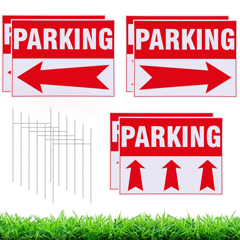 DoubleFill left-arrow parking sign 16x12 inches guiding guests to open spaces.