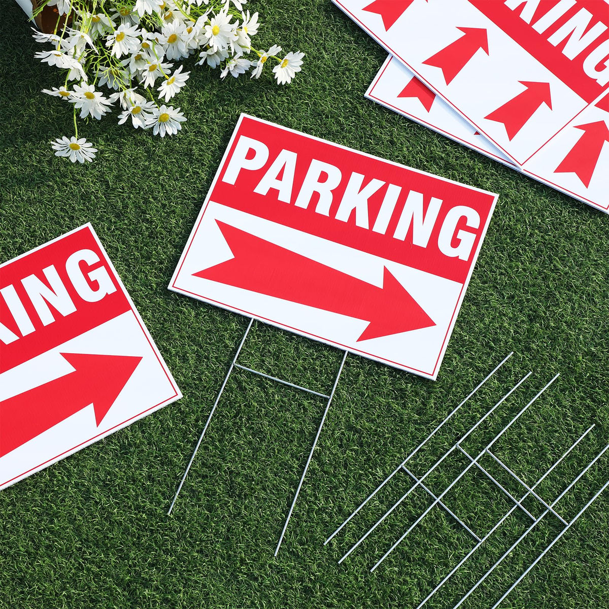 DoubleFill straight-arrow parking sign 16x12 inches marks direct parking routes.