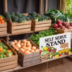 DoubleFill sign placed on sand illustrates flexible outdoor use.