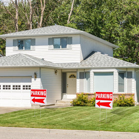 DoubleFill six-pack outdoor signs set ready for yard or wedding parking.