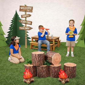 DoubleFill VBS camping kit includes six tree stumps for ambiance