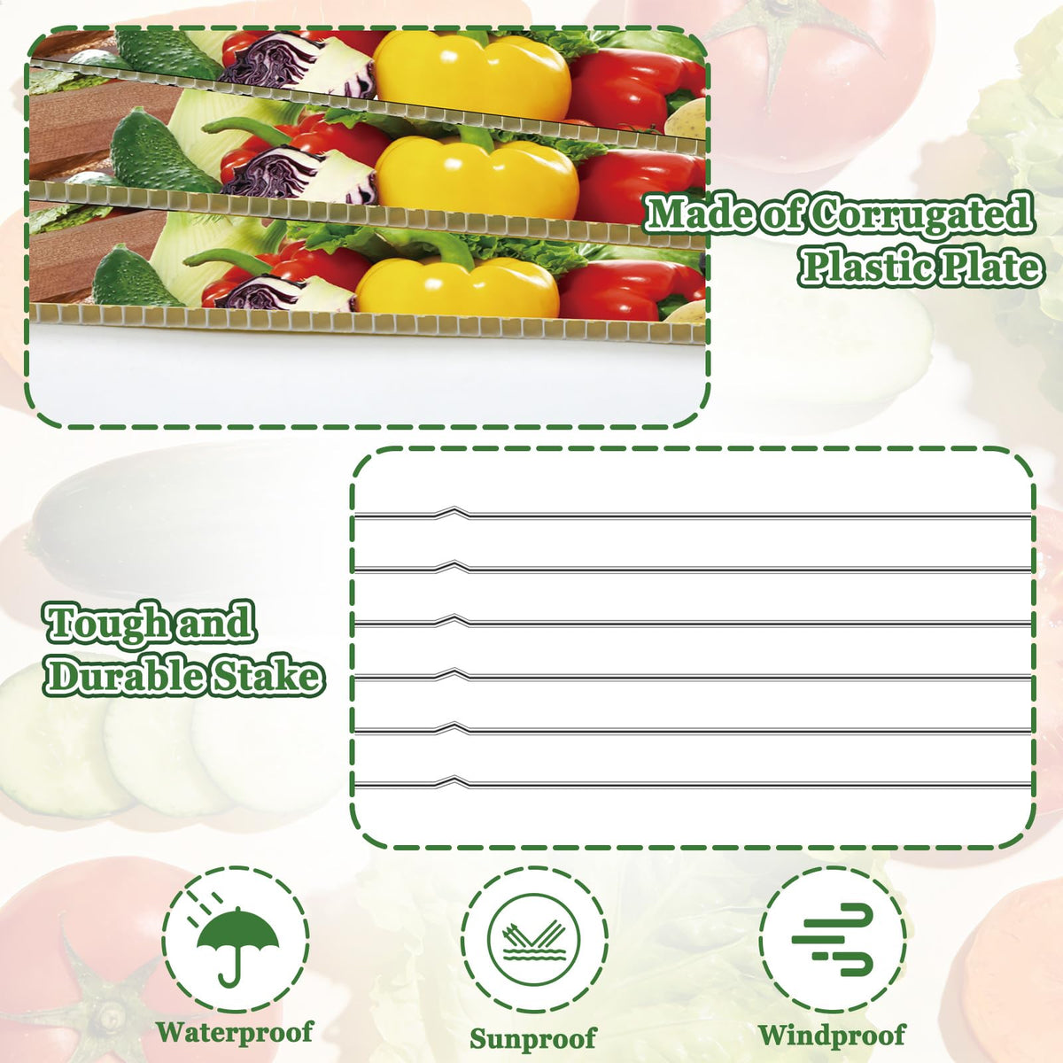DoubleFill vegetables sign kit with 3 signs helps promote produce.