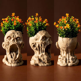 Doudouhua skull planter used as a candle holder for ambience