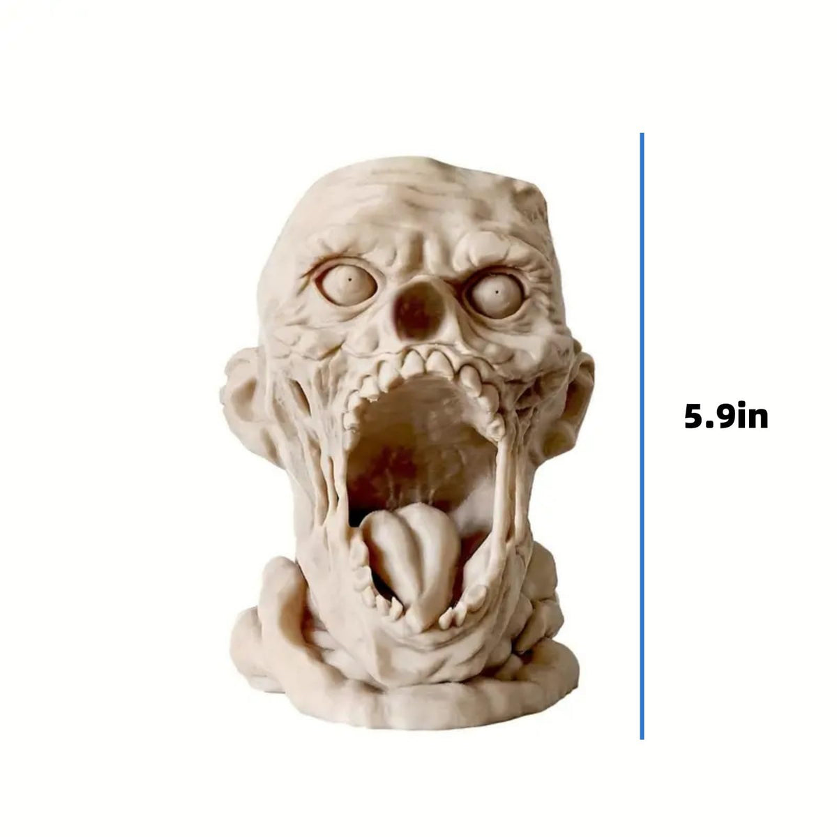 Close-up of Doudouhua skull planter texture and resin finish