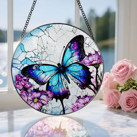 DOUHASU 8inch diamond glass ornament showcases vibrant hues under sun.