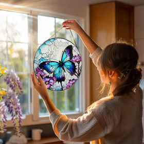 DOUHASU Butterfly Suncatcher side view shows weather-resistant colors and lasting beauty.