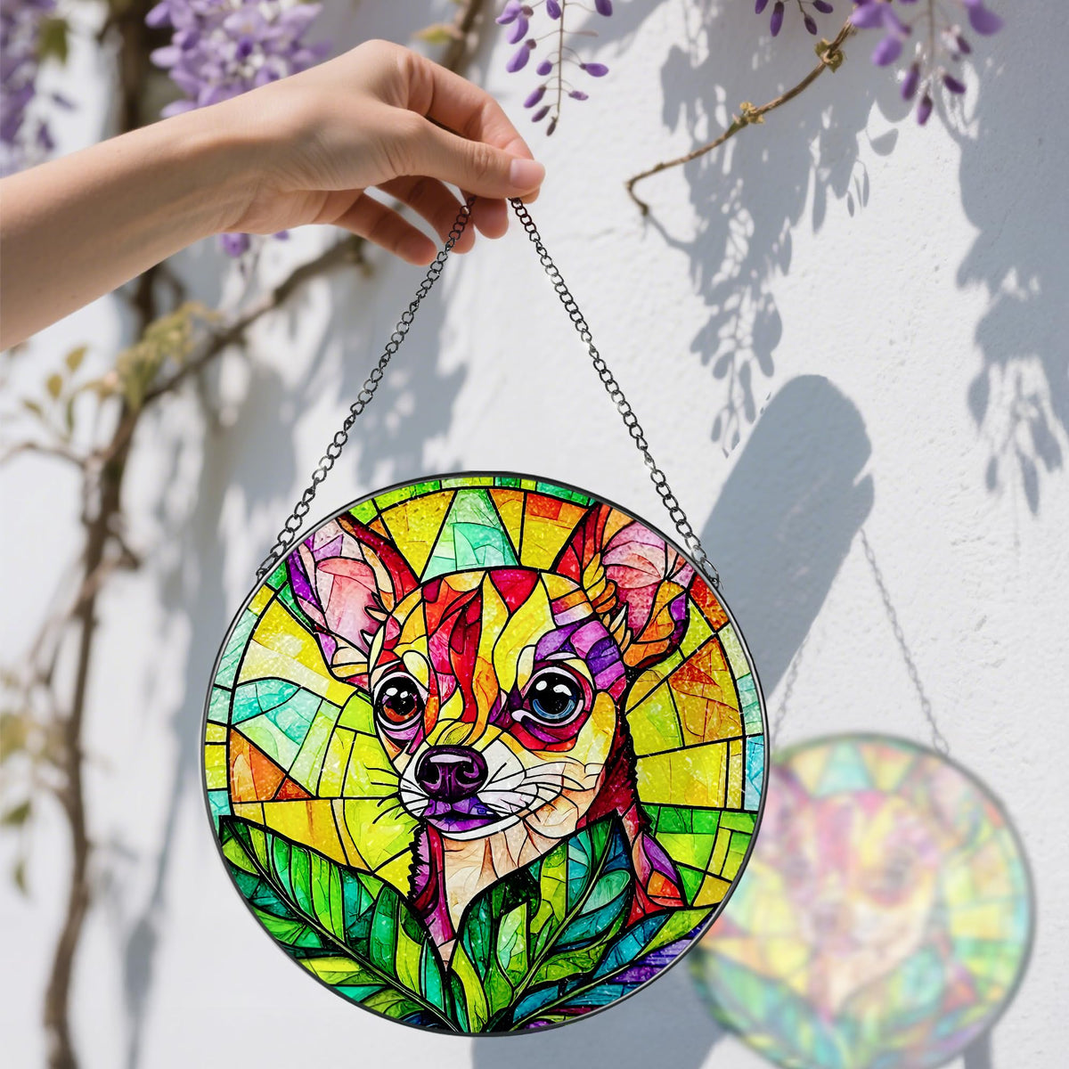 DOUHASU diamond glass window ornament with iron frame and rainbow reflections