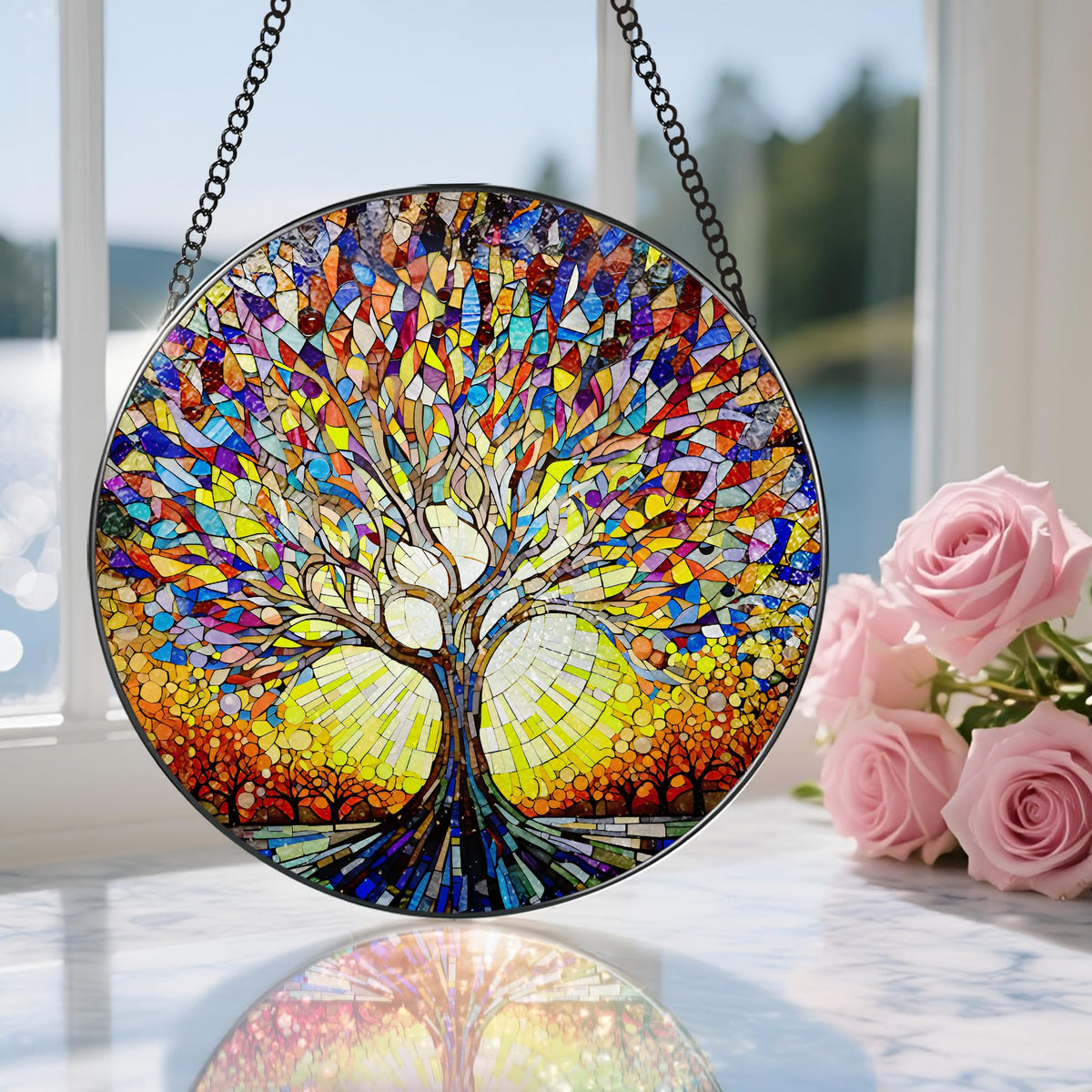 DOUHASU stained glass window ornament hanging for home decor.