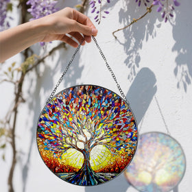 DOUHASU stained glass window decor enhances light in a room.