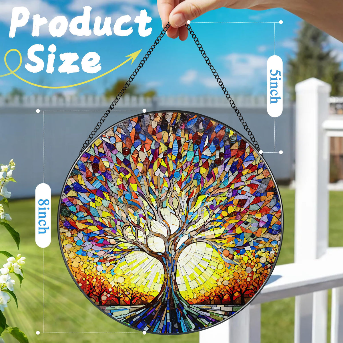 DOUHASU diamond glass suncatcher with iron frame for 8inch display.