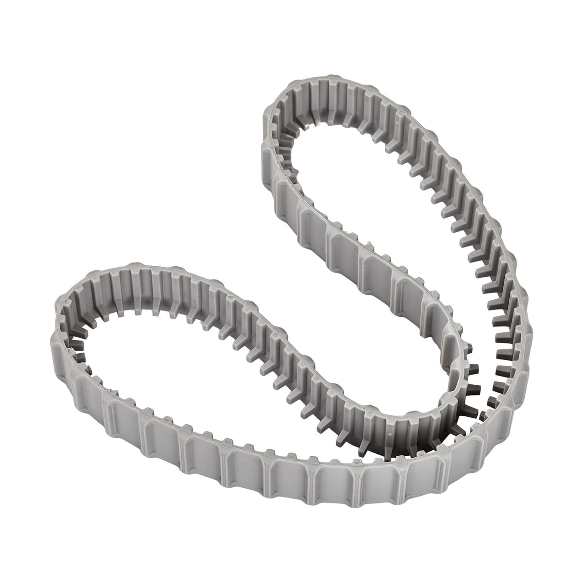 Close-up of wear-resistant gray track pair for durable pool cleaning.