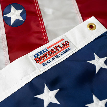 DOVER FLAG 3x5 outdoor flag with hand-stitched stripes for lasting exterior display.