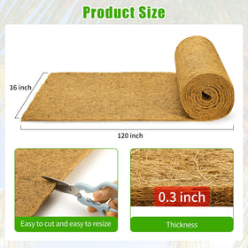 Dovesail Coco Liner Roll close-up shows thick coir fibers for drainage