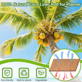 Dovesail coco liner roll in a hanging basket retains moisture and airflow