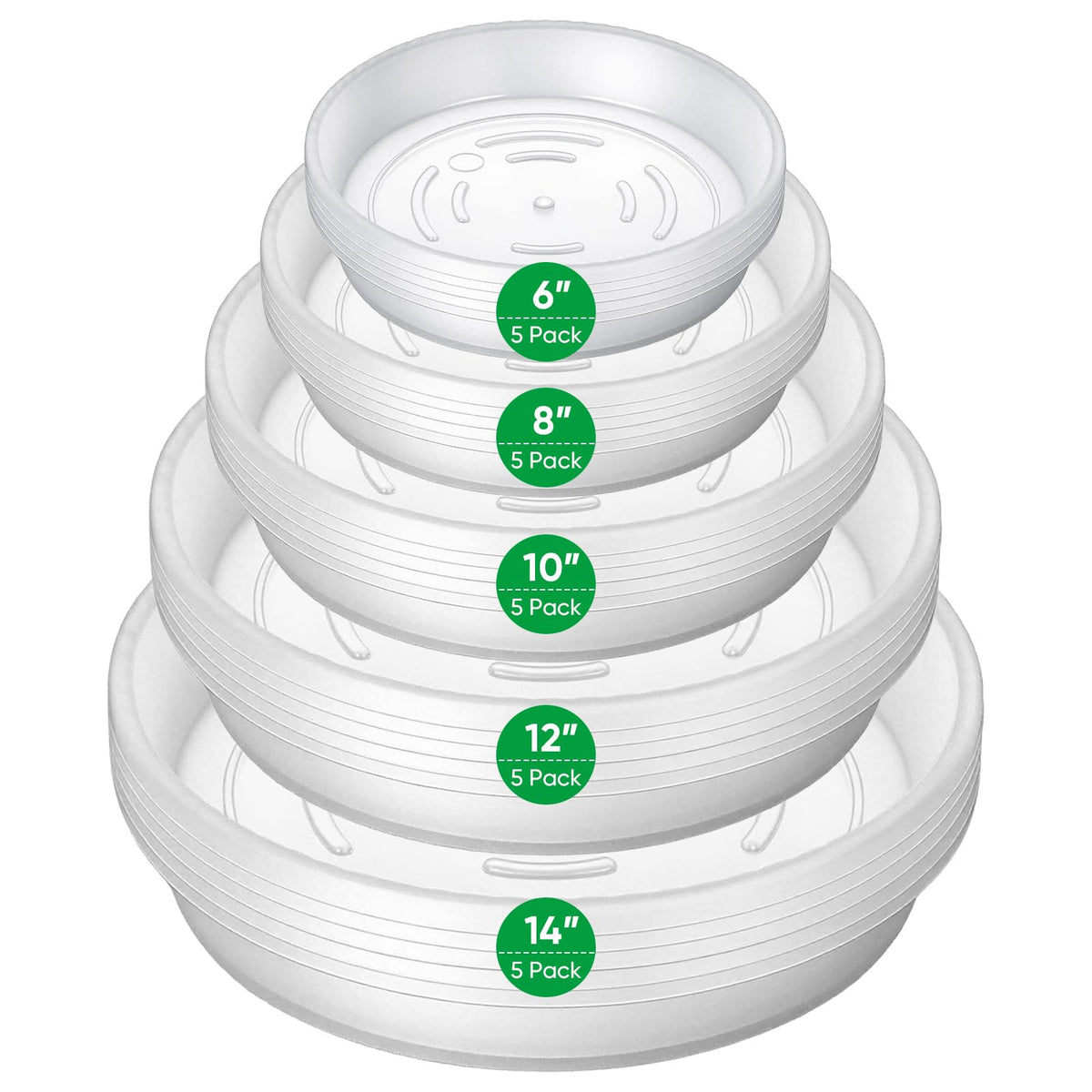 Dovesail plant saucer 6-inch clear tray protects small pots.