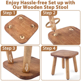 Dovesail sturdy wooden step stool ideal for kitchens, baths, and entryways