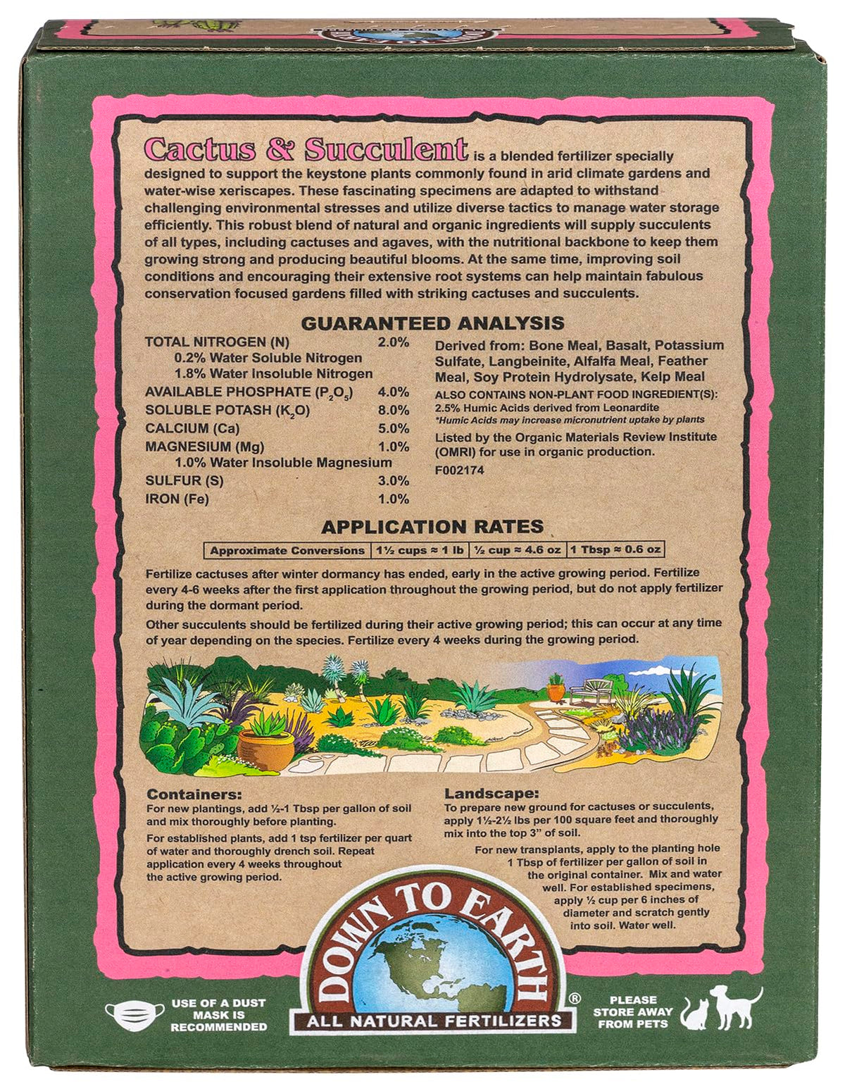 Down To Earth Cactus & Succulent Mix dusting-on-soil shows easy, measured feeding.