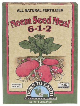 Down To Earth Neem Seed Meal bag front view for organic garden use