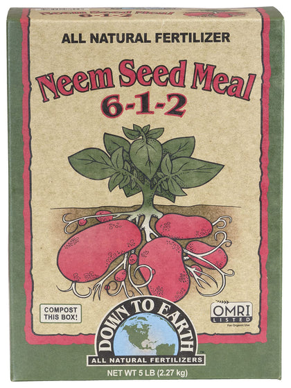 Down To Earth Neem Seed Meal bag front view for organic garden use