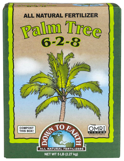 Down To Earth palm tree fertilizer granules close-up support even soil nutrition