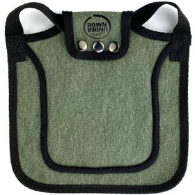 Down Under Outdoors chicken apron shown on hens for back protection during mounting.
