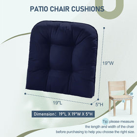 Downluxe 19x19x5 inch cushions fit most standard chairs for easy setup.