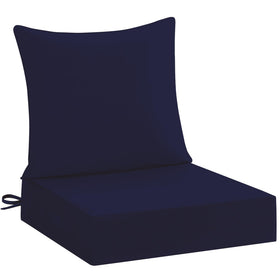 Downluxe navy 24x24 seat cushion on outdoor chair for plush comfort