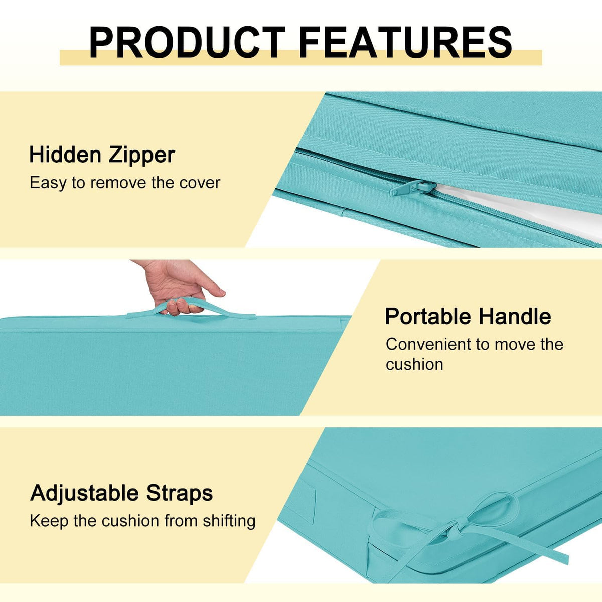 Downluxe 28D high-resilience foam provides support during outdoor lounging.