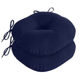 Downluxe bistro chair cushion navy for outdoor patios with secure two-tie system.