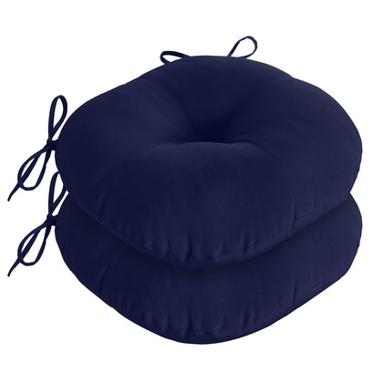 Downluxe bistro chair cushion navy for outdoor patios with secure two-tie system.