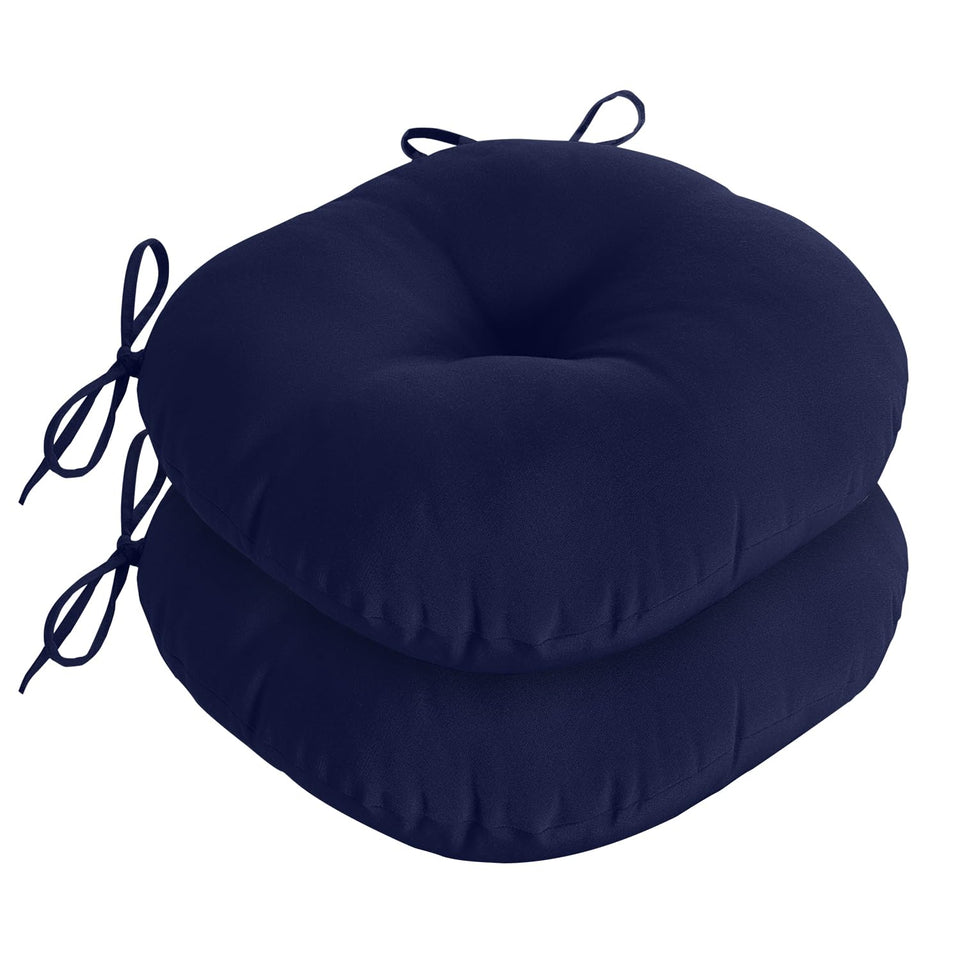 Downluxe bistro chair cushion navy for outdoor patios with secure two-tie system.