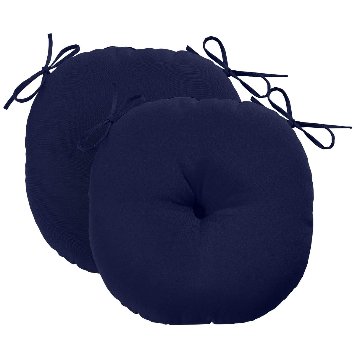 Downluxe bistro chair cushion navy close-up showing water-resistant fabric and durable color.