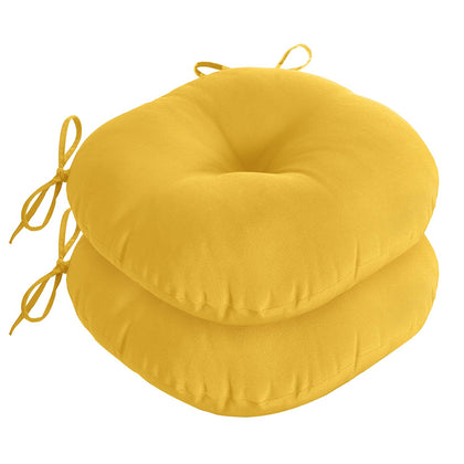 Downluxe Bistro Round Yellow Cushion front view enhances outdoor seating.