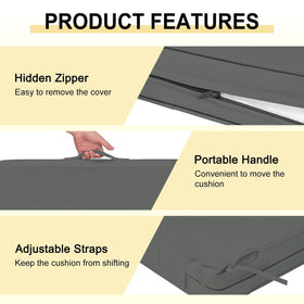 Downluxe cushion ties secure fit to prevent slipping