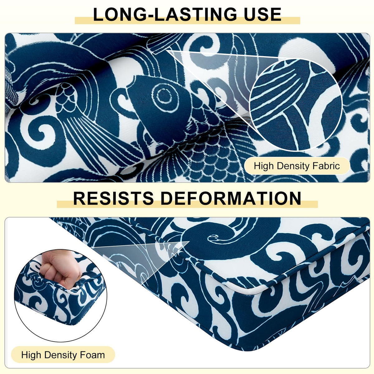 downluxe cushions with ties ensure secure fit on chairs.