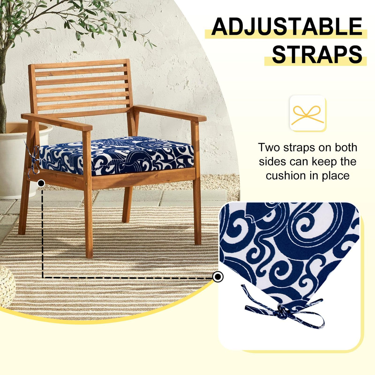 Downluxe water- and UV-resistant fabric resists stains for long-lasting outdoor enjoyment.