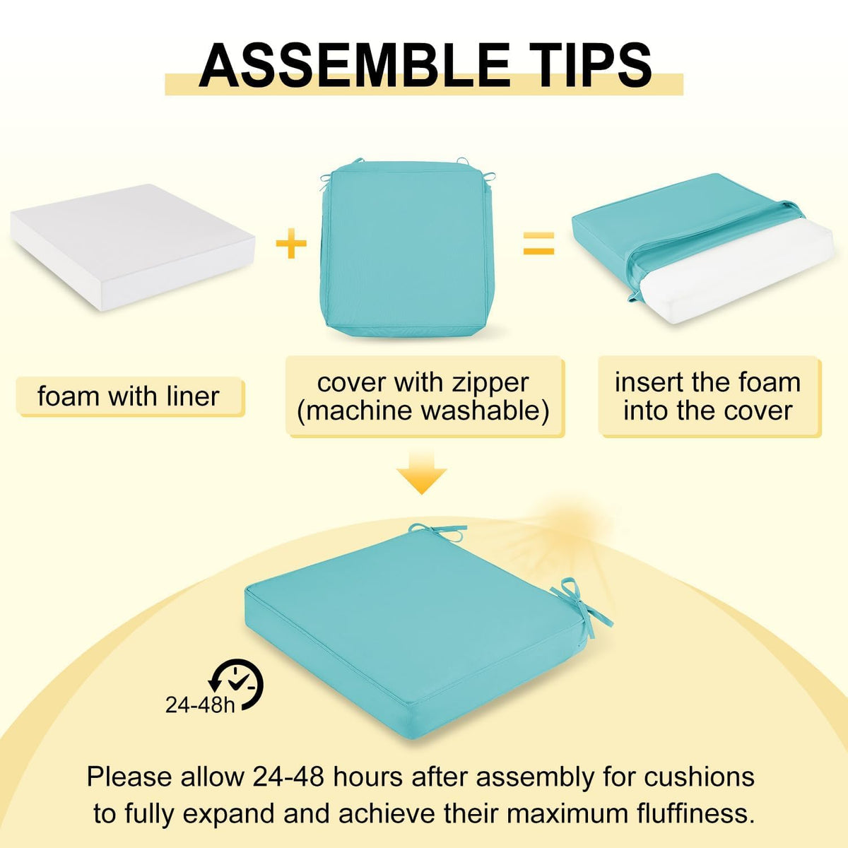 Downluxe removable cover is machine-washable for quick cleaning.