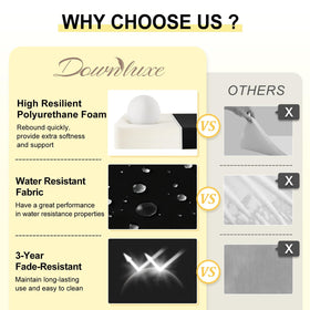Downluxe easy-clean cushion damp cloth cleaning and sun drying recommended.